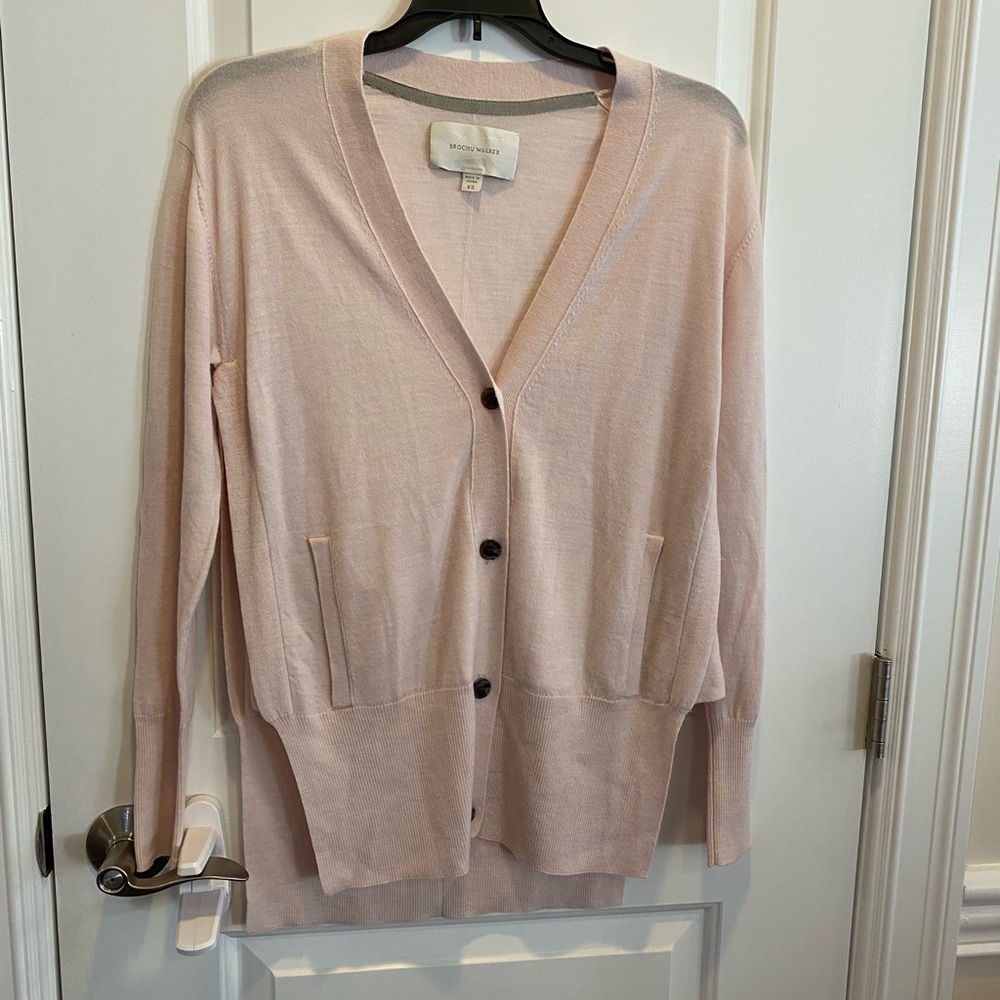BROCHU WALKER CARDIGAN XS PINK LIKE NEW CASHMERE